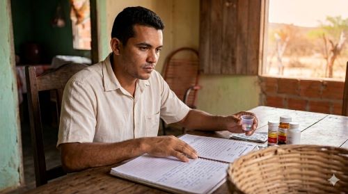 Homem com epilepsia estudando documentos para aposentadoria no INSS